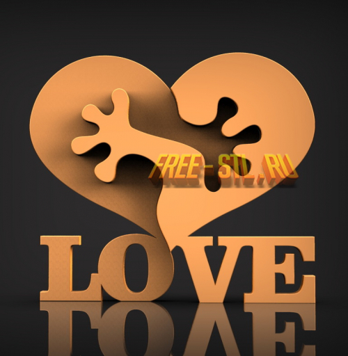 обнимашки сердце пазл love 3D модель формат STL
