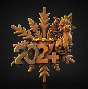 Год дракона 2024 дракончик 3D модель формат STL