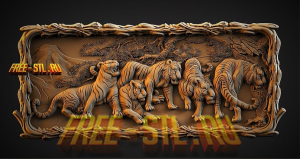 панно тигры 3D модель формат STL