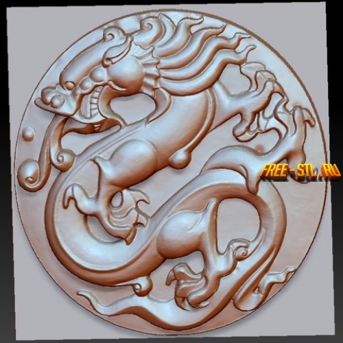Free STL file dragon 3d model of relief for cnc or 3d printing