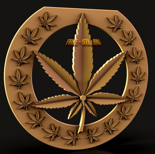 Медальон канабис 3D stl формат бесплатно скачать