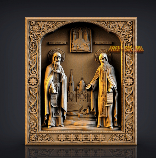 Святые Сергий и Герман 3D модель скачать икона